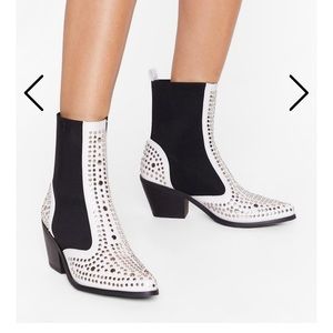 Never worn white studded boots